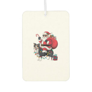Xmas Lighting Santa Riding Collie Dog Christmas  Car Air Freshener
