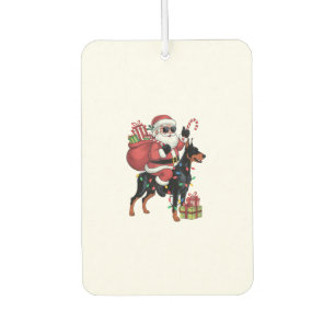 Xmas Lighting Santa Riding Doberman Dog Christmas  Car Air Freshener