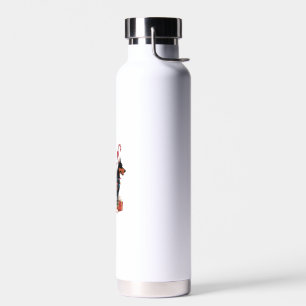 Xmas Lighting Santa Riding Doberman Pinscher Dog C Water Bottle