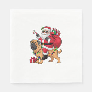 Xmas Lighting Santa Riding English Mastiff Dog Chr Napkin