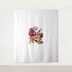 Xmas Lighting Santa Riding English Mastiff Dog Chr Tapestry