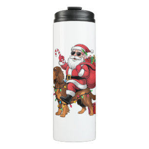 Xmas Lighting Santa Riding English Setter Dog Chri Thermal Tumbler