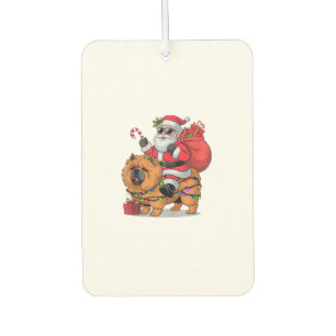 Xmas Lighting Santa Riding Funny Chow Chow Dog Chr Car Air Freshener