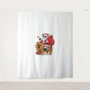 Xmas Lighting Santa Riding Funny Chow Chow Dog Chr Tapestry