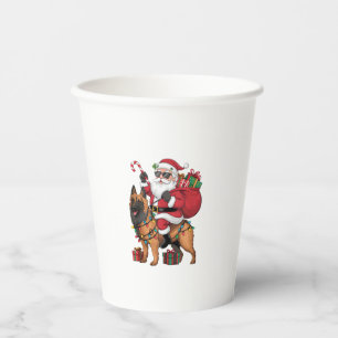 Xmas Lighting Santa Riding German Shepherd Dog Chr Paper Cups