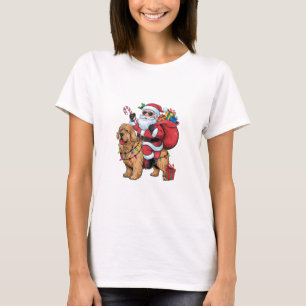 Xmas Lighting Santa Riding Golden Retriever Dog Ch T-Shirt