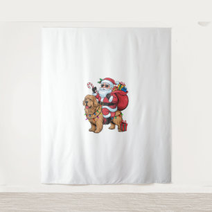 Xmas Lighting Santa Riding Golden Retriever Dog Ch Tapestry