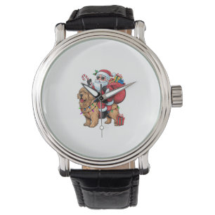 Xmas Lighting Santa Riding Golden Retriever Dog Ch Watch