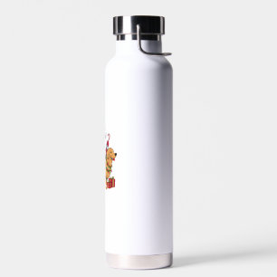 Xmas Lighting Santa Riding Golden Retriever Dog Ch Water Bottle