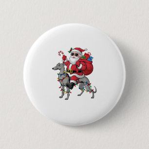 Xmas Lighting Santa Riding Italian Greyhound Dog C 6 Cm Round Badge