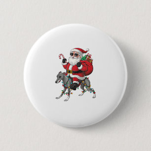 Xmas Lighting Santa Riding Italian Greyhound Dog C 6 Cm Round Badge