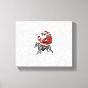 Xmas Lighting Santa Riding Italian Greyhound Dog C Canvas Print