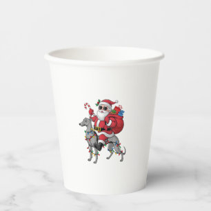 Xmas Lighting Santa Riding Italian Greyhound Dog C Paper Cups