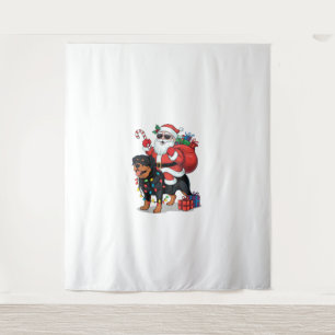 Xmas Lighting Santa Riding Rottweiler Dog Christma Tapestry