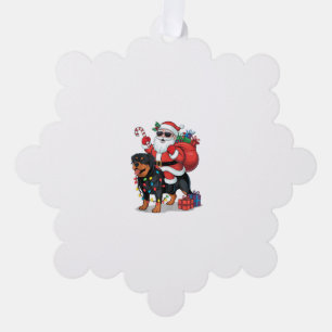 Xmas Lighting Santa Riding Rottweiler Dog Christma Tree Decoration Card