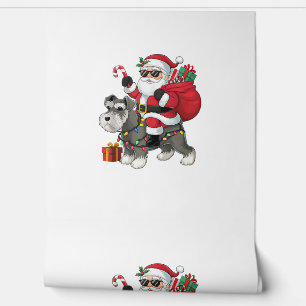 Xmas Lighting Santa Riding Schnauzer Dog Christmas Wallpaper