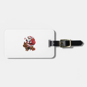 Xmas Lighting Santa Riding Scottish Terrier Dog Ch Luggage Tag