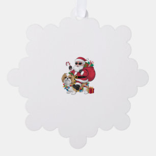 Xmas Lighting Santa Riding Shih Tzu Dog Christmas  Tree Decoration Card