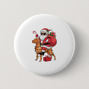 Xmas Lighting Santa Riding Vizsla Dog Christmas 6 Cm Round Badge