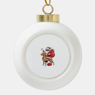 Xmas Lighting Santa Riding Vizsla Dog Christmas Ceramic Ball Christmas Ornament