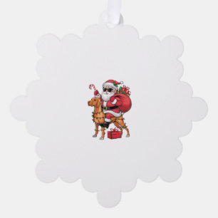 Xmas Lighting Santa Riding Vizsla Dog Christmas Tree Decoration Card