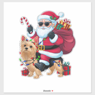 Xmas Lighting Santa Riding Yorkie Dog Christmas
