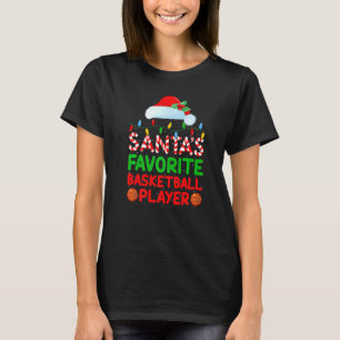 Xmas Lighting Santa S Favourite Basketball Player T-Shirt