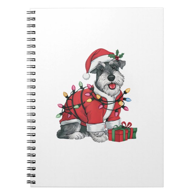 Xmas Lighting Santa Schnauzer Dog Christmas  Notebook (Front)