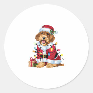 Xmas Lighting Santa Schnoodle Dog Christmas Classic Round Sticker