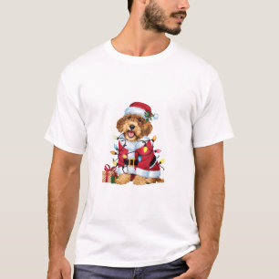 Xmas Lighting Santa Schnoodle Dog Christmas T-Shirt