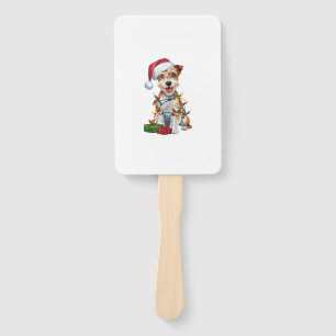 Xmas Lighting Santa Silky Terrier Dog Christmas _1 Hand Fan