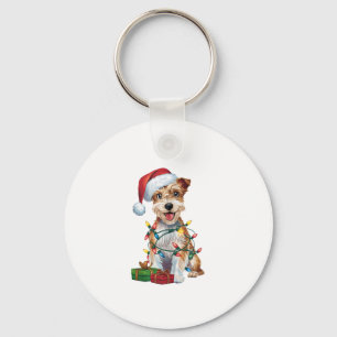 Xmas Lighting Santa Silky Terrier Dog Christmas _1 Key Ring