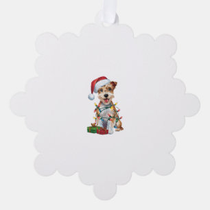 Xmas Lighting Santa Silky Terrier Dog Christmas _1 Tree Decoration Card