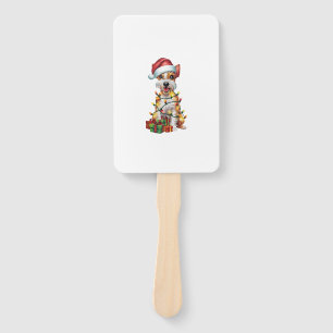 Xmas Lighting Santa Silky Terrier Dog Christmas Hand Fan