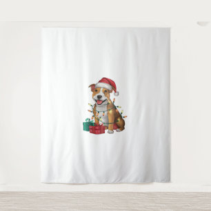 Xmas Lighting Santa Staffordshire Bull Terrier Dog Tapestry