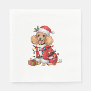 Xmas Lighting Santa Toy Poodle Dog Christmas Napkin