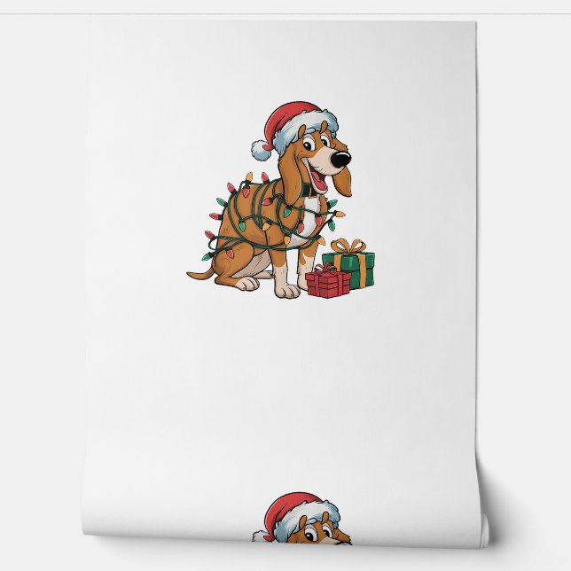 Xmas Lighting Santa Treeing Walker Coonhound Dog C Wallpaper (Unrolling)