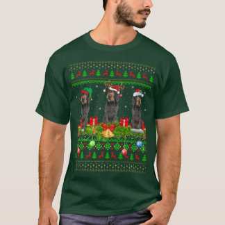 Xmas Lighting Santa Ugly German Wirehaired Pointer T-Shirt