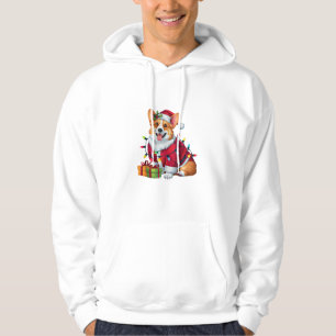 Xmas Lighting Santa Welsh Corgi Dog Christmas Hoodie