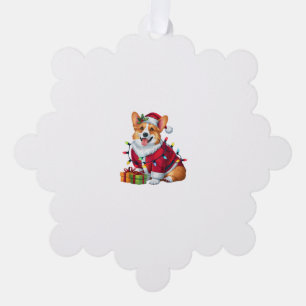 Xmas Lighting Santa Welsh Corgi Dog Christmas  Tree Decoration Card