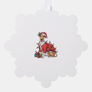 Xmas Lighting Santa Whippet Dog Christmas Tree Decoration Card