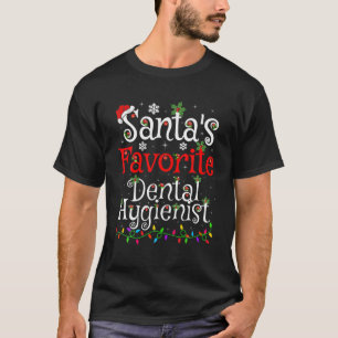 Xmas Lighting Santa's Favourite Dental Hygienist C T-Shirt