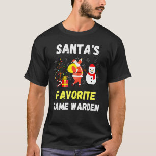 Xmas Lighting Santa's Favourite Game Warden Christ T-Shirt