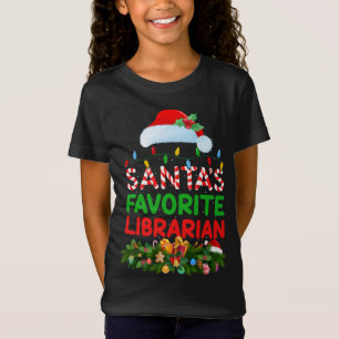 Xmas Lighting Santa's Favourite Librarian Christma T-Shirt