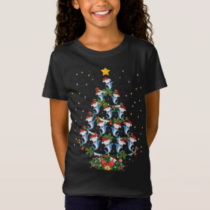 Xmas Lighting Tree Santa Hat Hammerhead Shark Chri T-Shirt