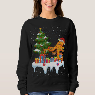 Xmas Lighting Tree Santa Hat Octopus Christmas Sweatshirt