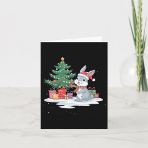 Xmas Lighting Tree Santa Hat Rabbit Bunny Christma Card