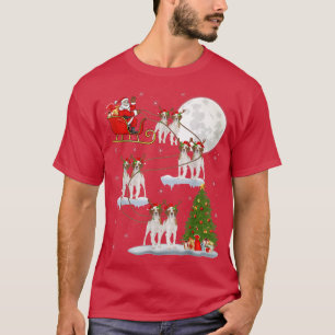 Xmas Lighting Tree Santa Riding Brittany Spaniel C T-Shirt