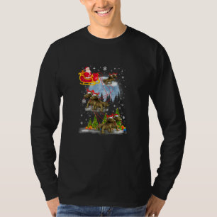 Xmas Lighting Tree Santa Riding Komodo Dragon Chri T-Shirt