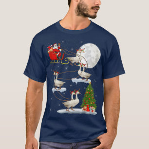 Xmas Lighting Tree Santa Riding Snow Goose Bird Ch T-Shirt